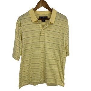 Nike Golf Dri-Fit UV Short Sleeve Yellow Stripe Polo Shirt Size L